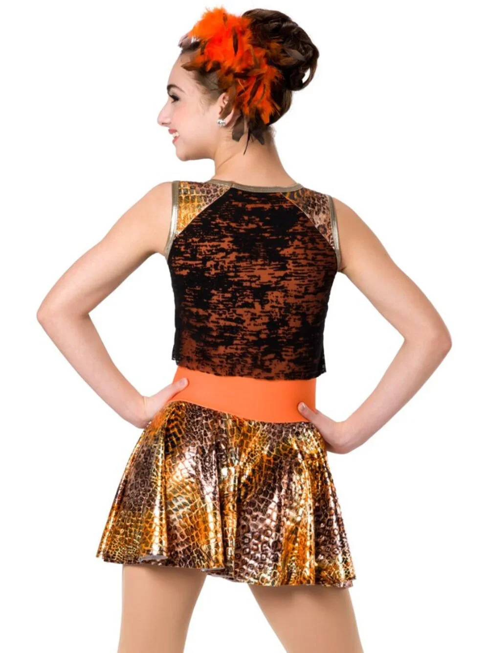 AWISH COME TRUE GIRL'S SIZE L LEOTARD V1906 ORANGE FALL AUTUMN DANCE COSTUME ACT
